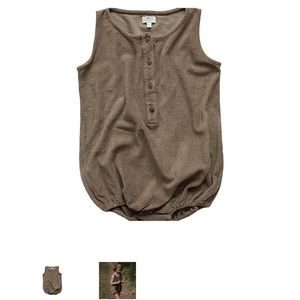 NWT The Simple Folk Henley Terry Romper- Walnut Size 3/4